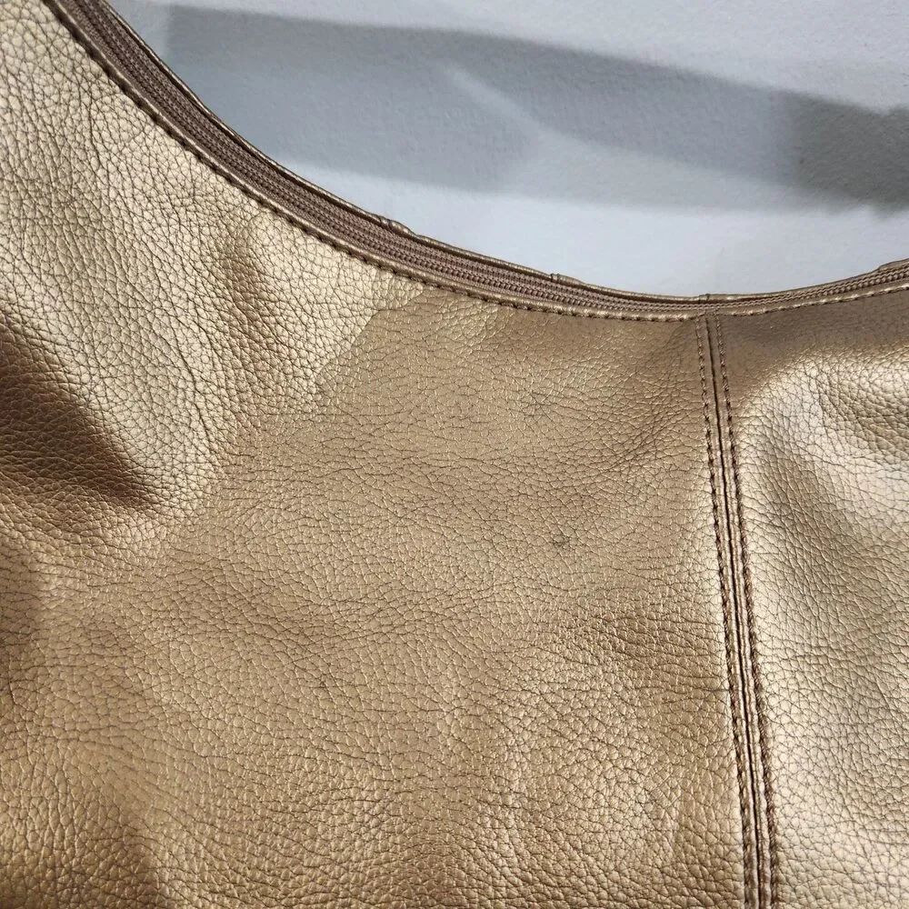 Tommy Hilfiger Y2K Pebbled Leather Hobo Bag Purse Retro Metallic Gold